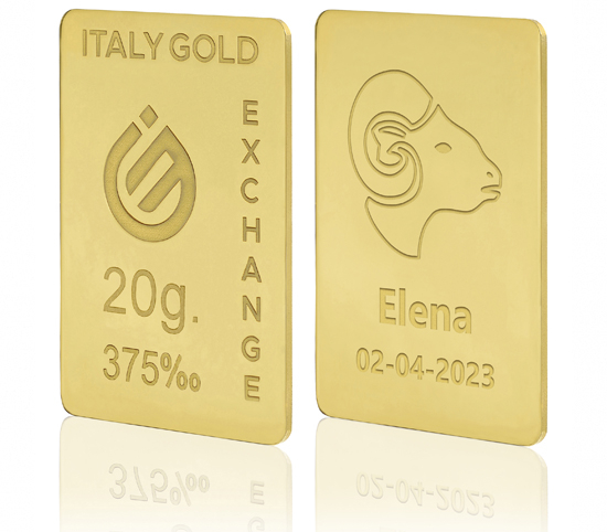 Gold ingot Good Luck Charms - Aries - 9Kt - 20gr IGE GOLD